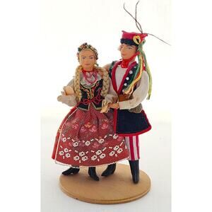 Folk Art-Handmade-Polish-Man-Woman-Shelf Decor-Collector-Unique-Small